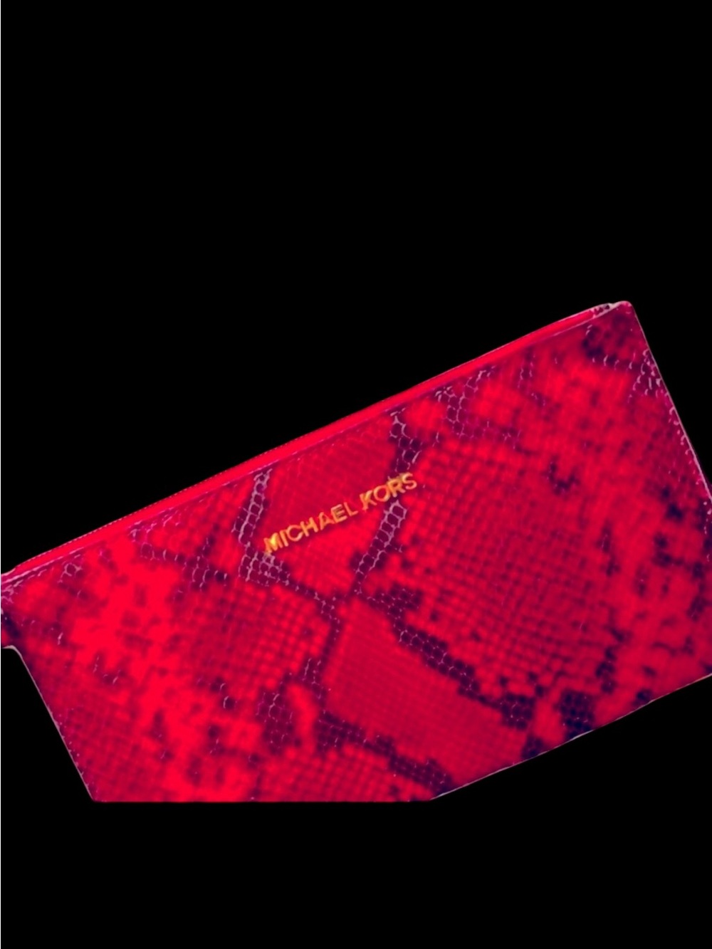 Michael Kors Red Python Embossed Wristlet